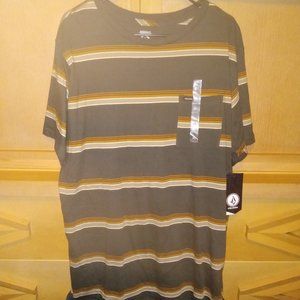 Volcom brown stripe tee New with tags